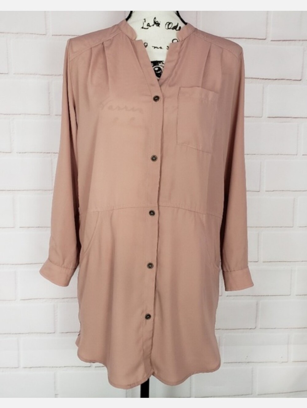 Lush Dusty Rose Button-Front Tunic